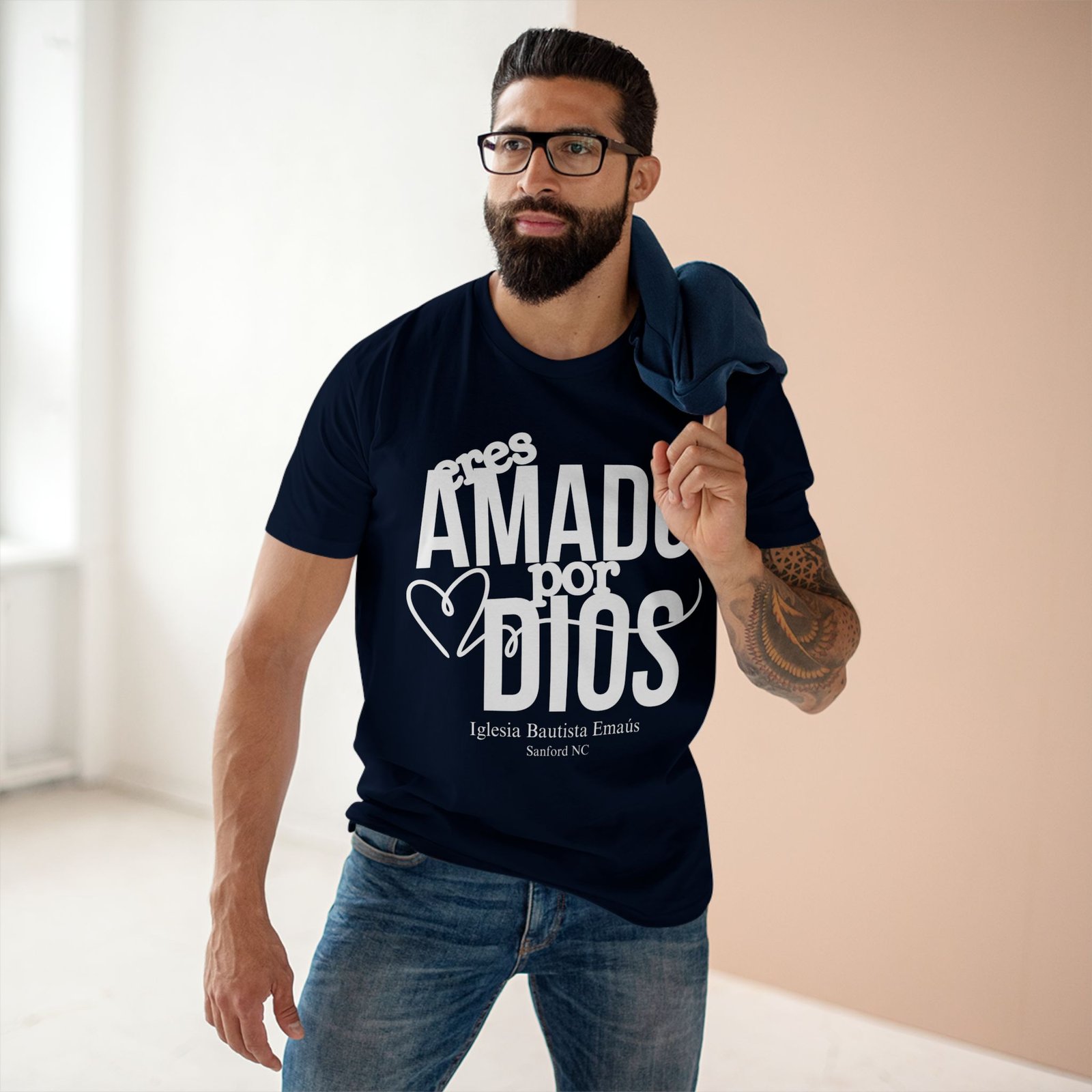ERES AMADO POR DIOS -BLUE - Inspirational Christian Tee for Men and Women - Image 3