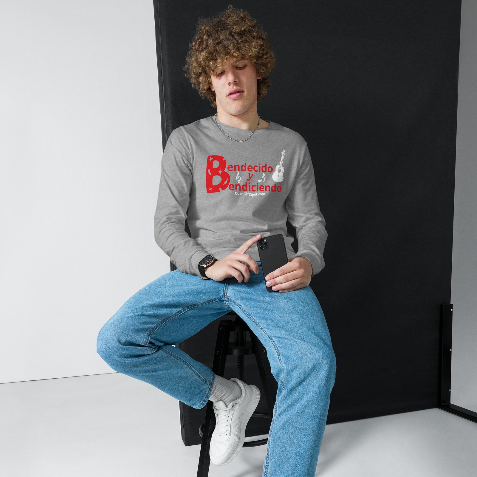 Bendecido y Bendiciendo Camiseta Manga Larga - Unisex Long Sleeve Tee - Image 5